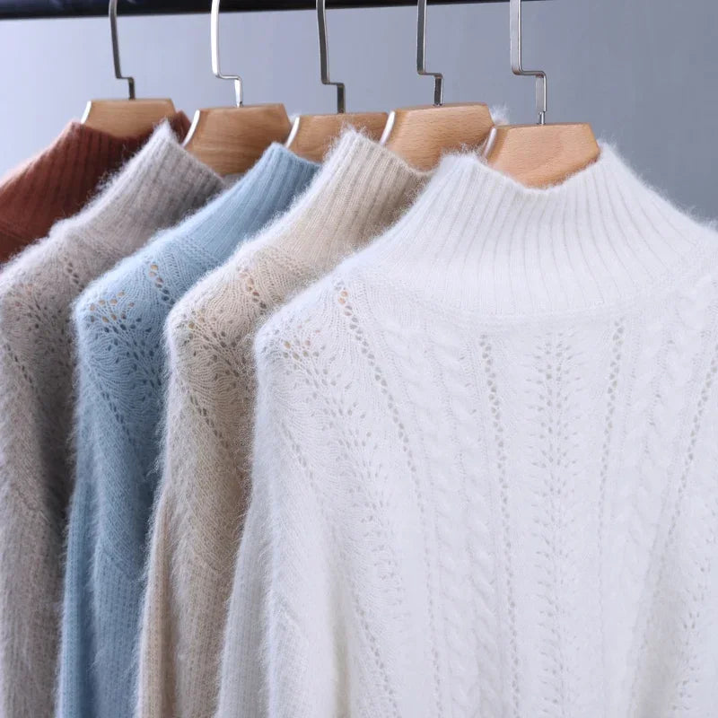 Cardigã de Cashmere em Tricot com Gola Alta Lenogue