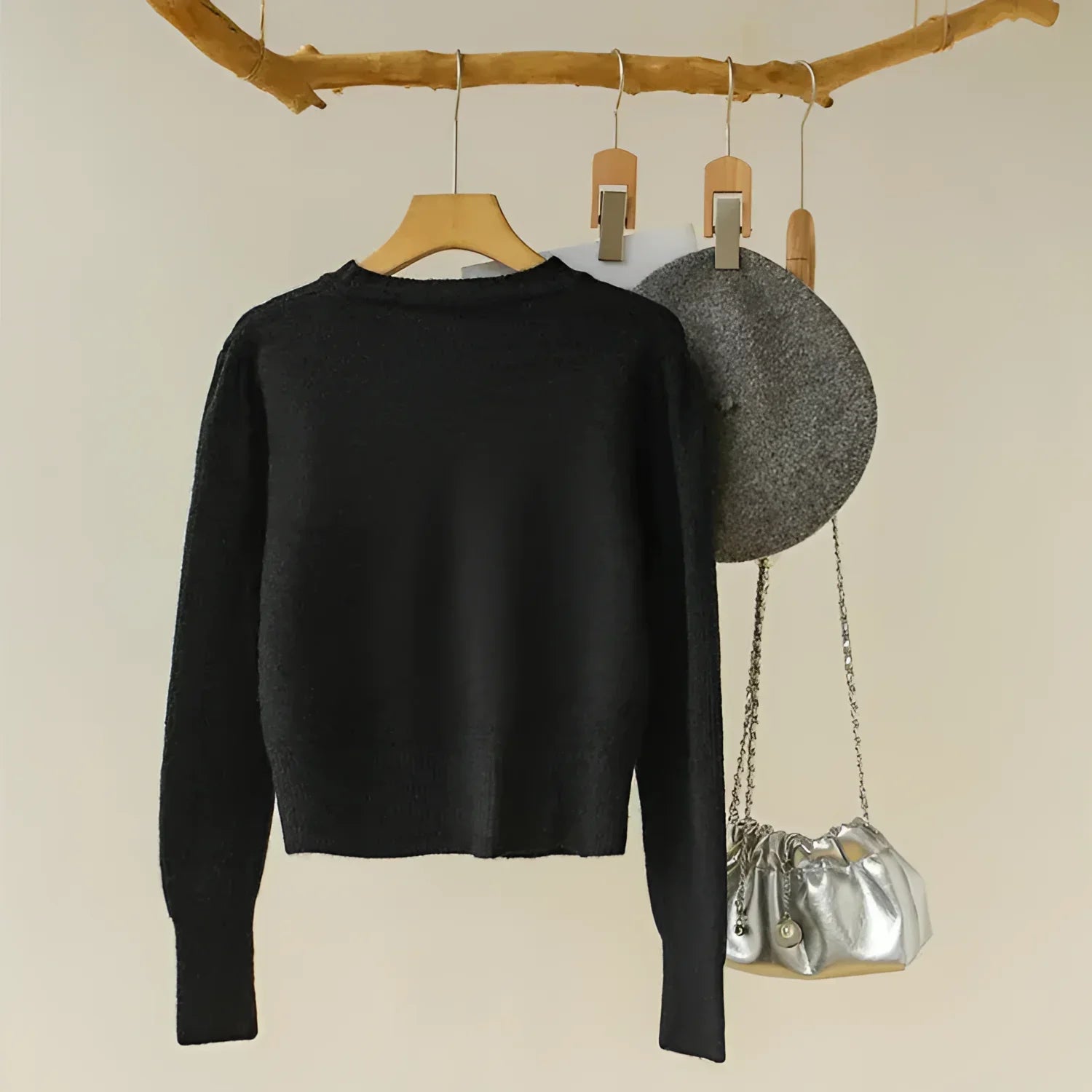 Cardigã em Tricot com Laço para Casual Chic Lenogue