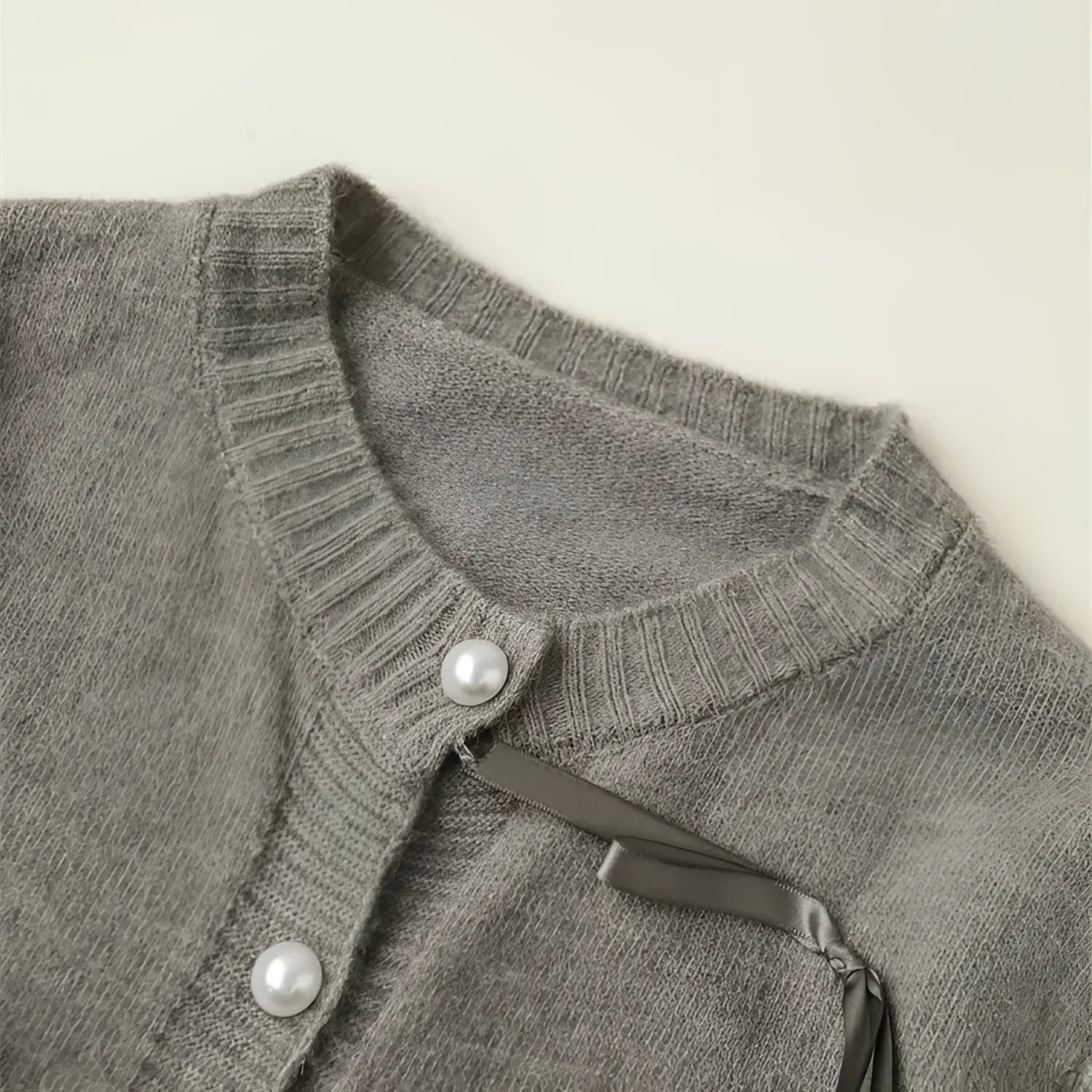 Cardigã em Tricot com Laço para Casual Chic Lenogue