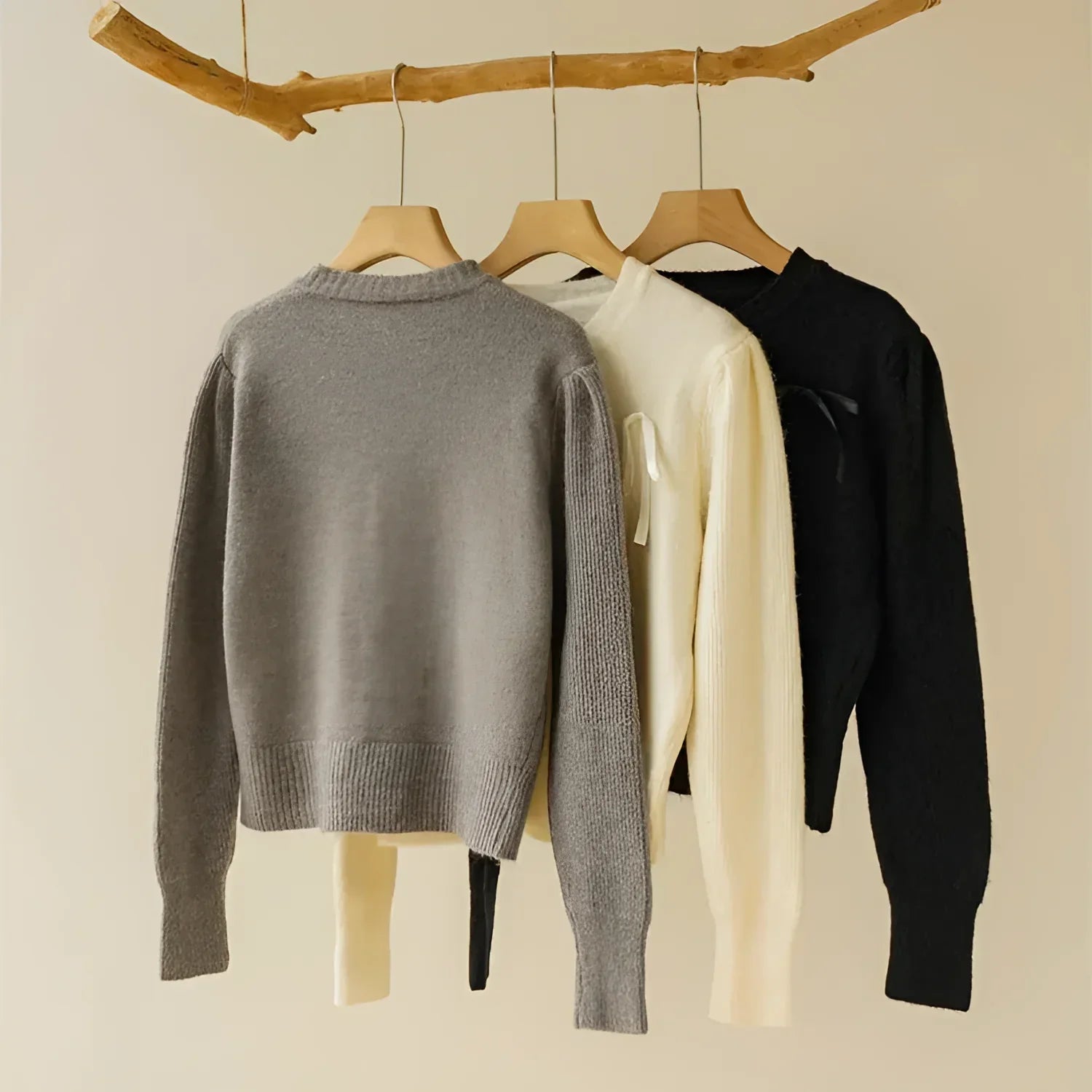 Cardigã em Tricot com Laço para Casual Chic Lenogue