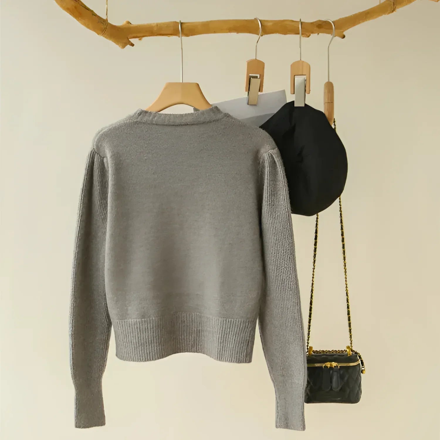 Cardigã em Tricot com Laço para Casual Chic Lenogue