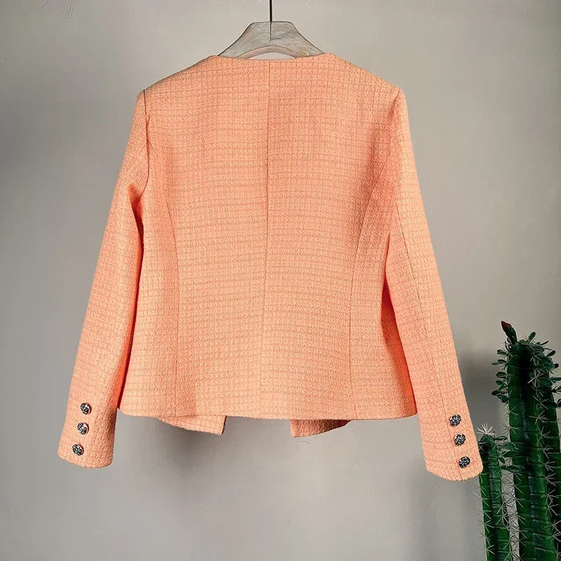 Casaco Tweed Laranja para Trabalho e Eventos Lenogue