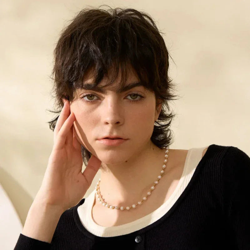 Colar de Pérolas água Doce Banhado a Ouro 18k Lenogue