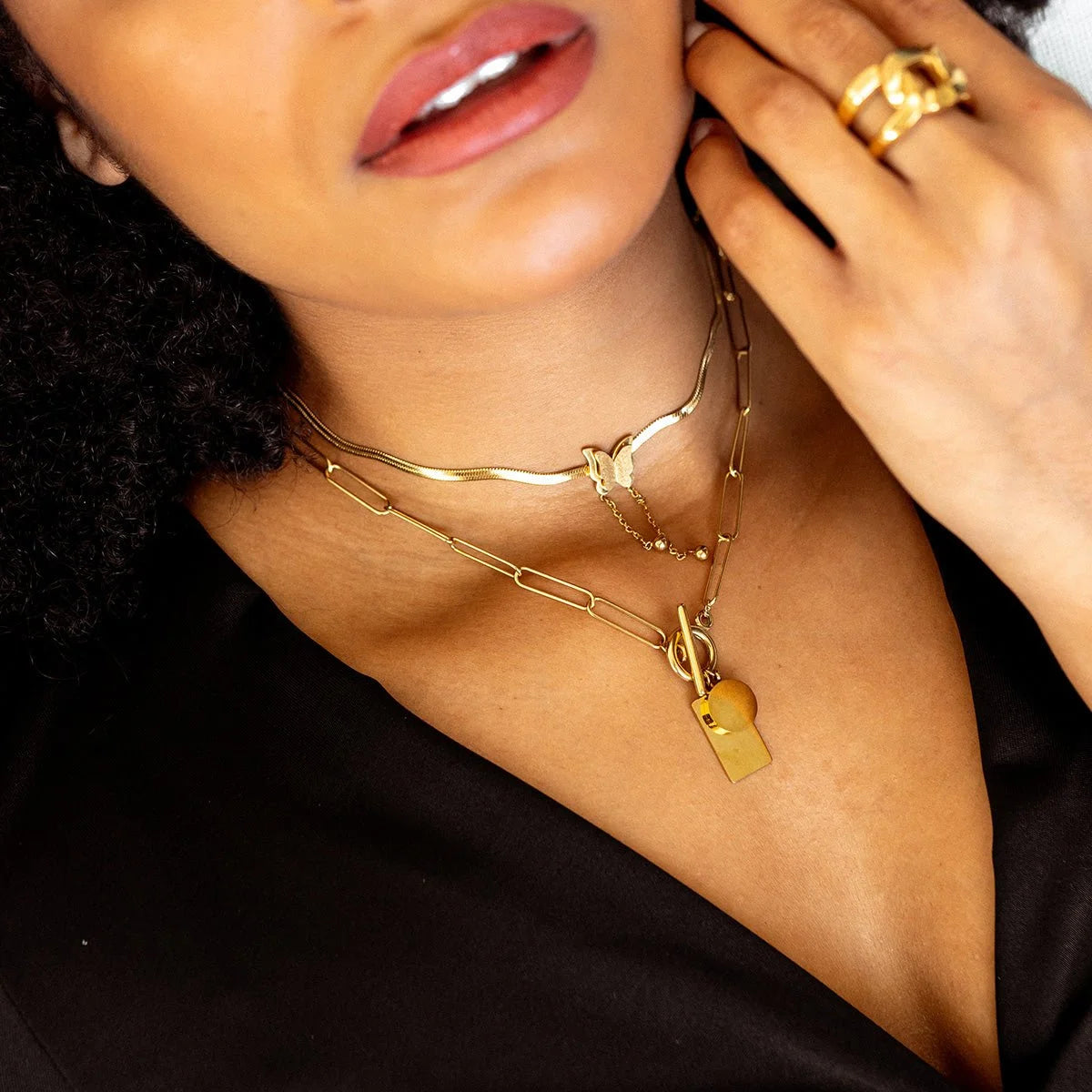 Colar Divine Malha Borboleta Livre Lenogue 38cm