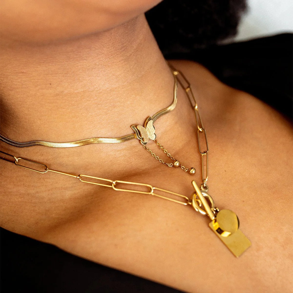 Colar Divine Malha Borboleta Livre Lenogue 38cm