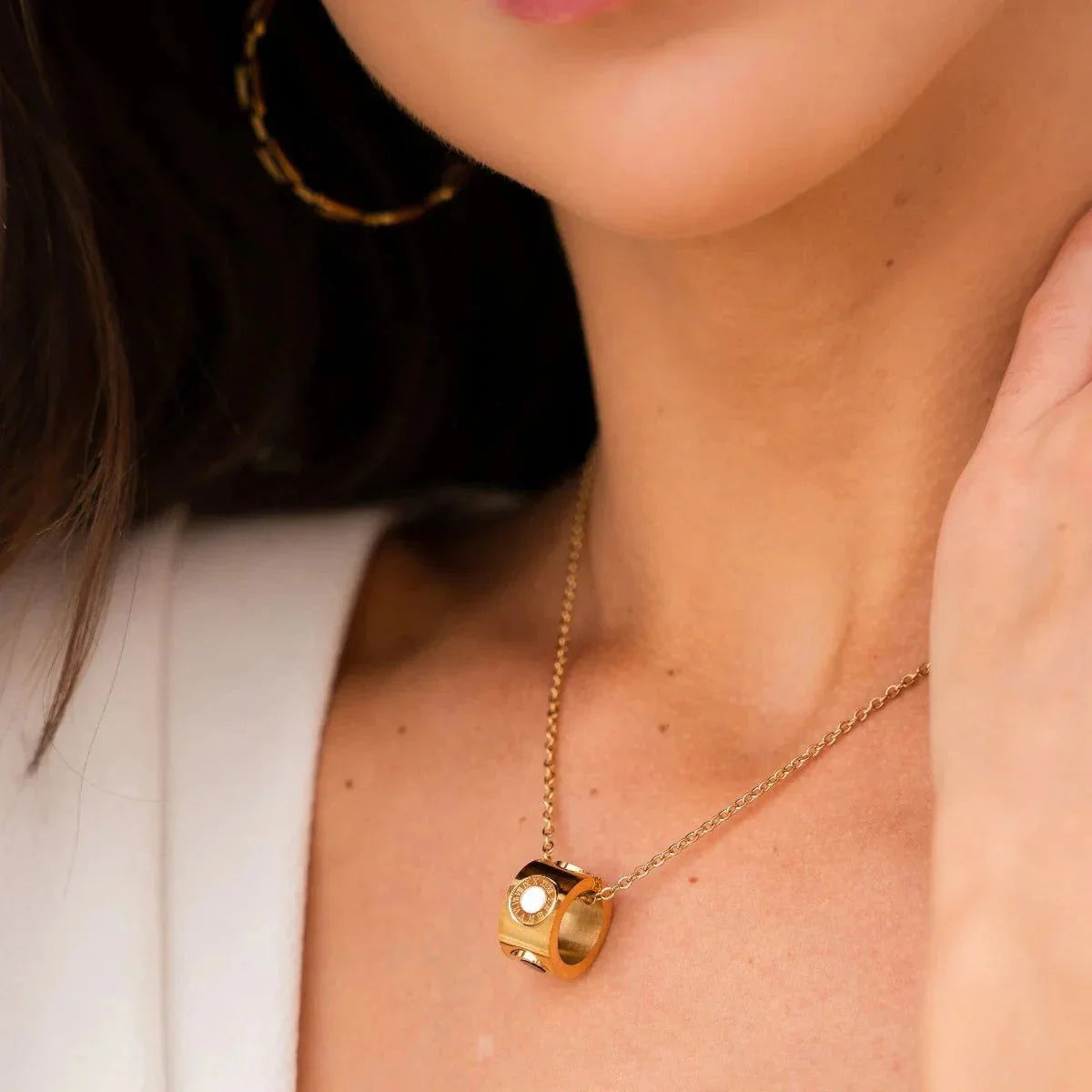 Colar Imperial Giratório Numeral Romanos Lenogue Ouro