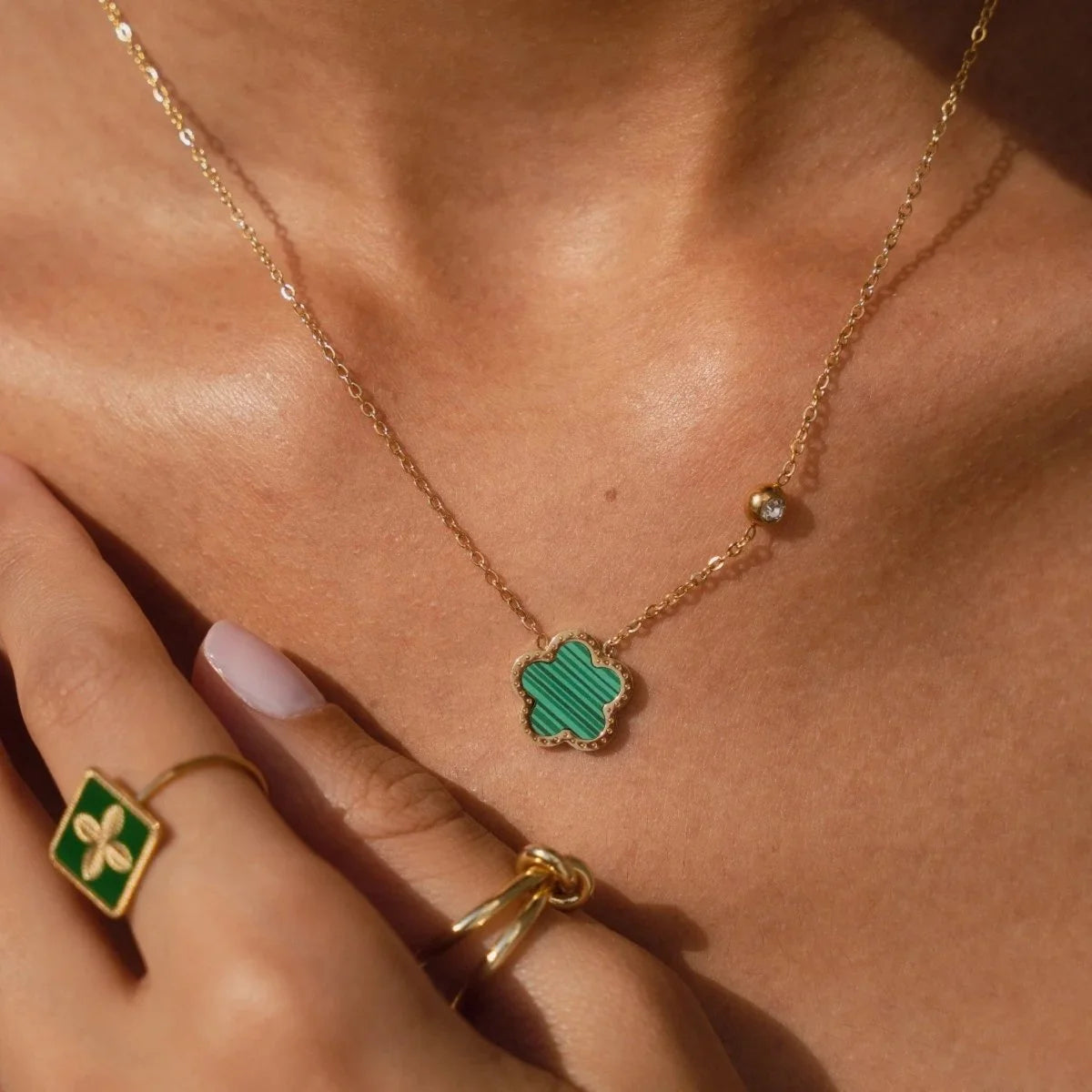 Colar Imperial Trevo Alhambra Inspiração Lenogue Verde