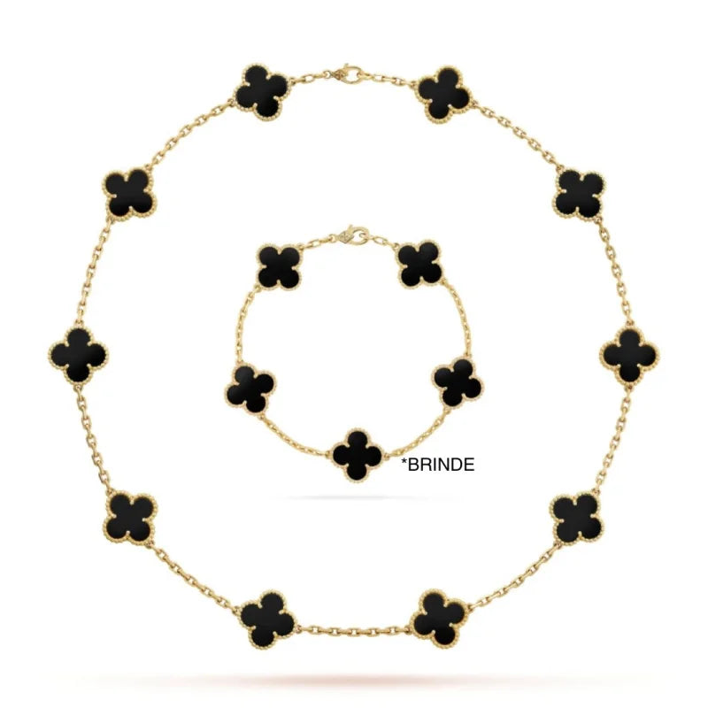 Colar Luxurious Vintage Alhambra Brinde Pulseira Lenogue