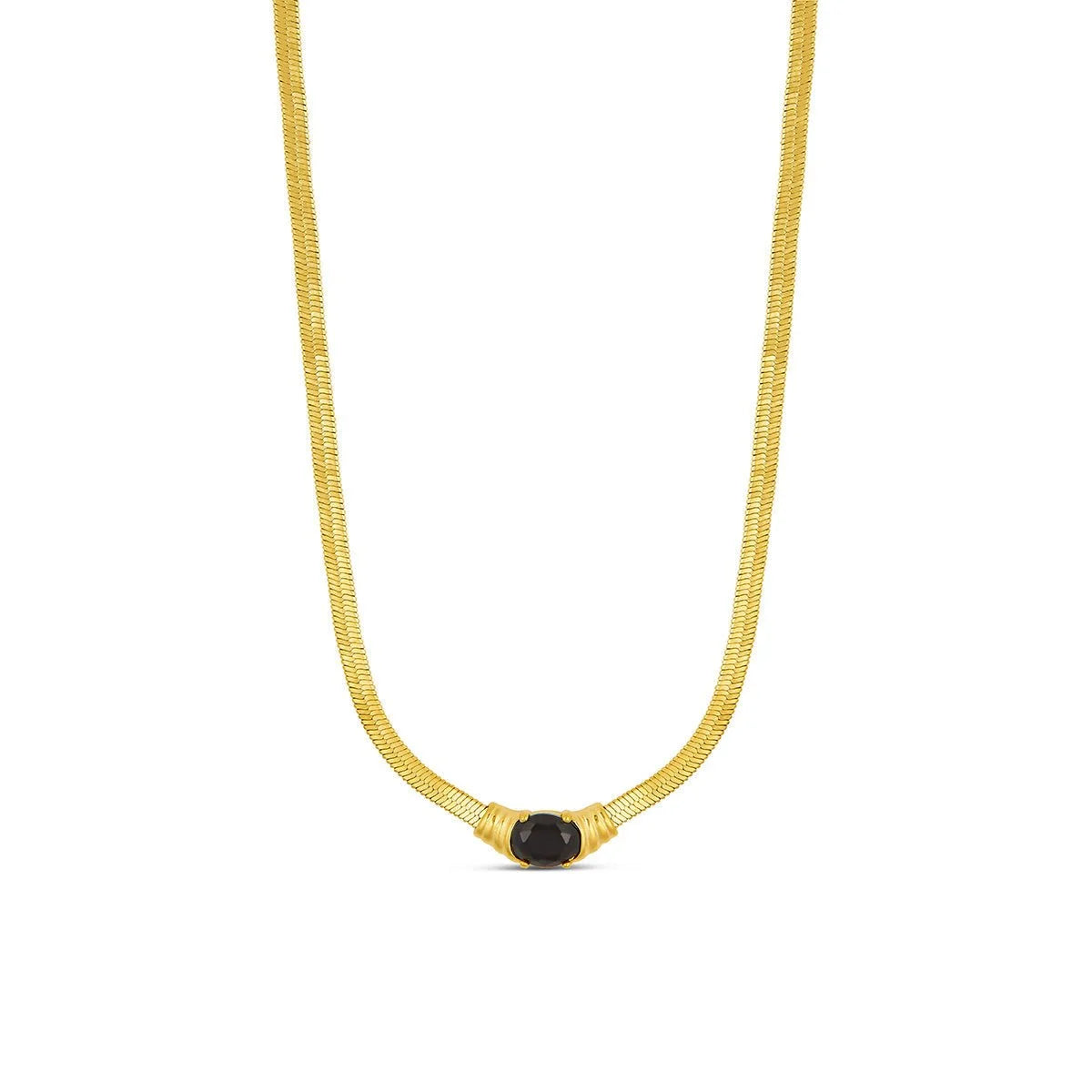 Colar Pure Malha Pedra ônix Lenogue Ouro