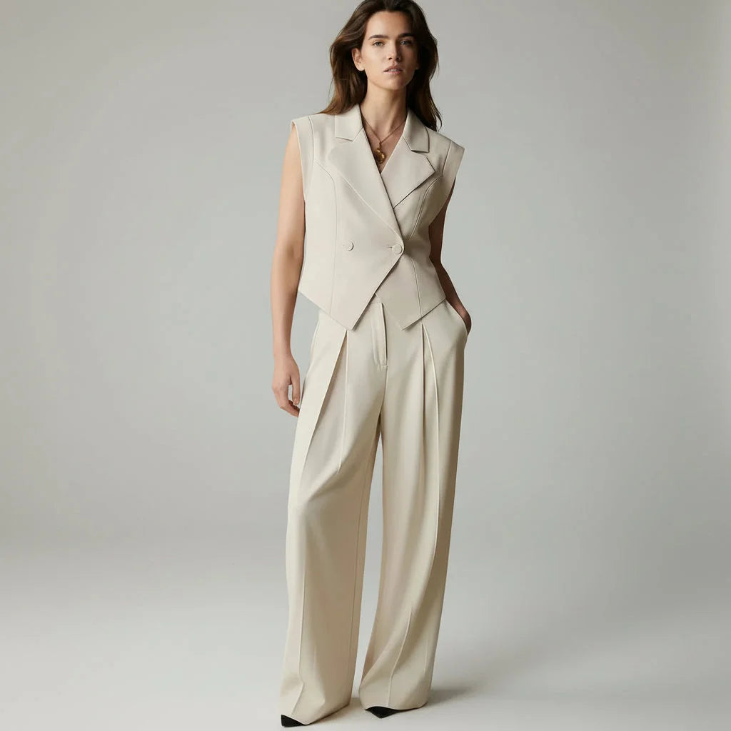 Conjunto Alfaiataria Wide Leg Gola Lapela Slim élégant Lenogue