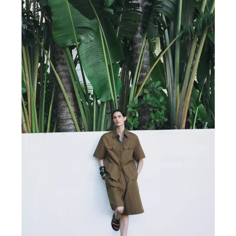 Conjunto Casual com Camisa de Bolsos e Shorts para Verão Lenogue