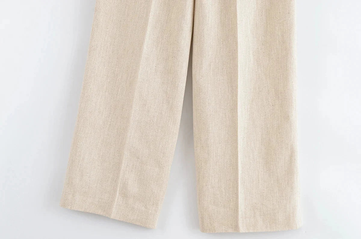 Conjunto Colete e Calça Reta de Alfaiataria Cintura Alta Lenogue