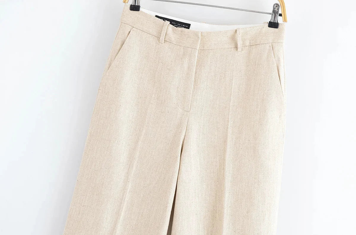 Conjunto Colete e Calça Reta de Alfaiataria Cintura Alta Lenogue