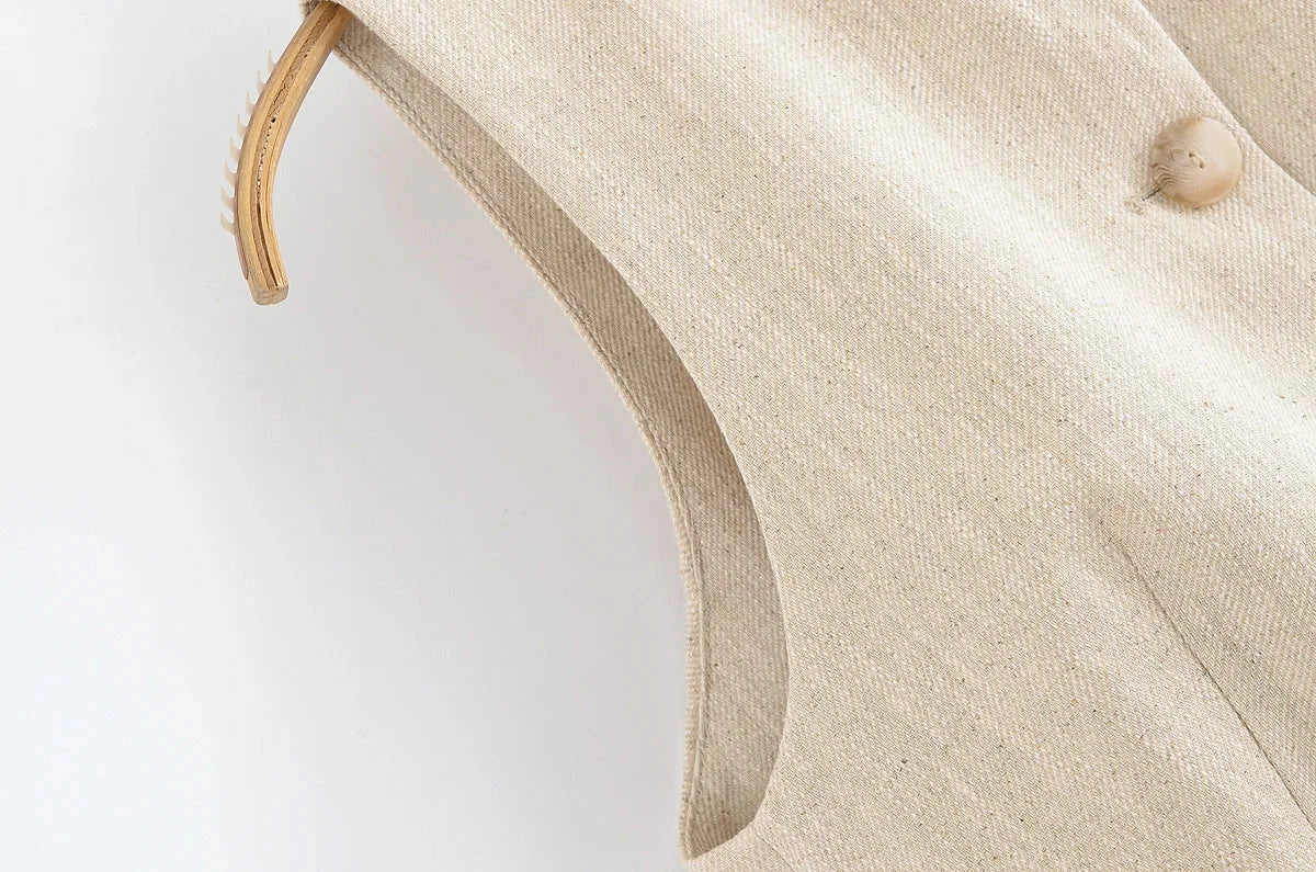 Conjunto Colete e Calça Reta de Alfaiataria Cintura Alta Lenogue