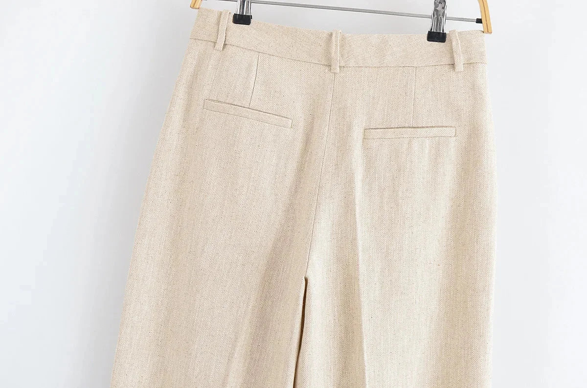 Conjunto Colete e Calça Reta de Alfaiataria Cintura Alta Lenogue