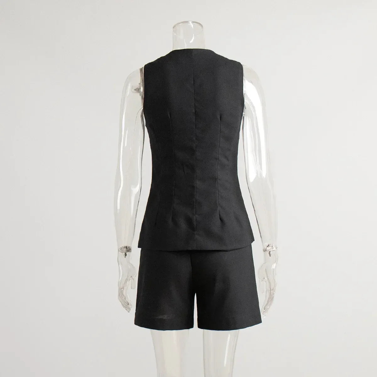 Conjunto Colete e Shorts em Alfaiataria Leve de Algodão Lenogue