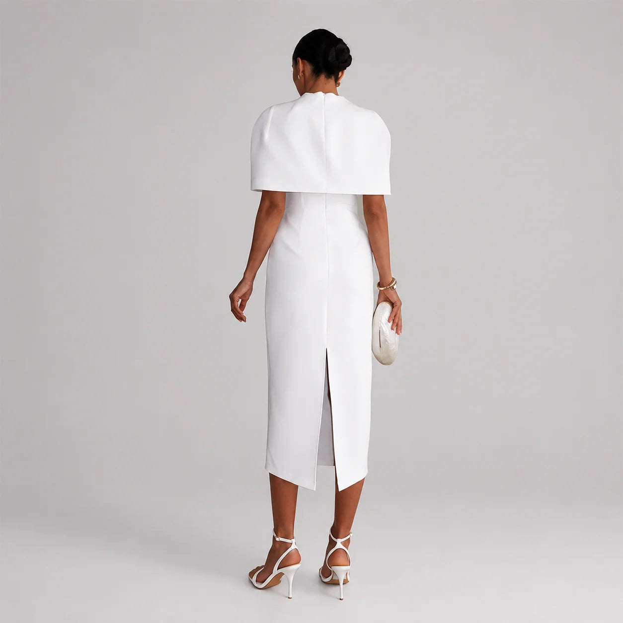 Conjunto com Vestido e Capa Xale Slim élégant Lenogue