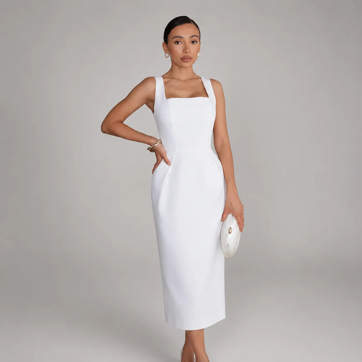 Conjunto com Vestido e Capa Xale Slim élégant Lenogue