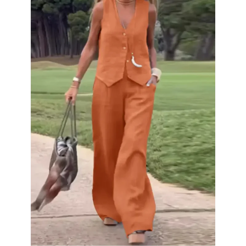 Conjunto de Alfaiataria Casual Chic para Trabalho Lenogue Laranja / p