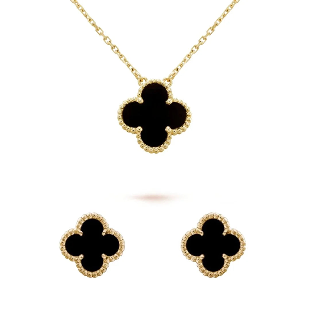 Conjunto Glamorous Brinco e Colar Trevo 1 Motivo Lenogue