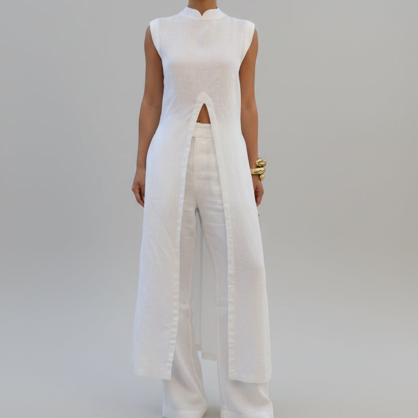 Conjunto Longo Pantalona Plissado Chic Vintage Lenogue