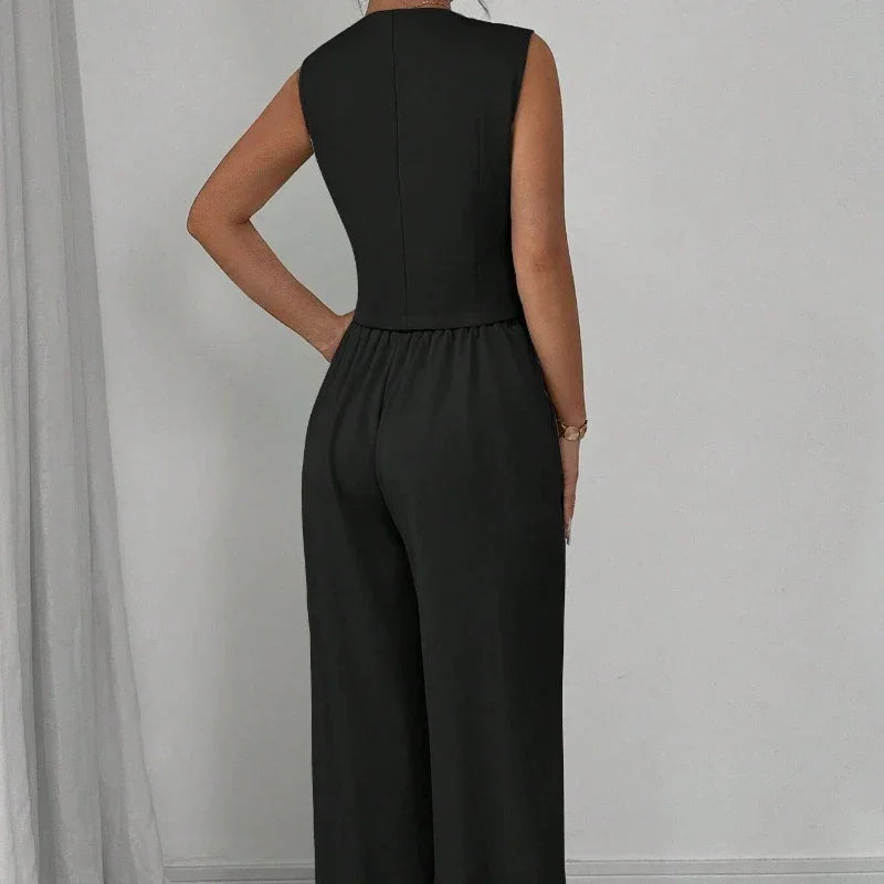 Conjunto Pantalona Colete Botões Alfaiataria élégant Lenogue