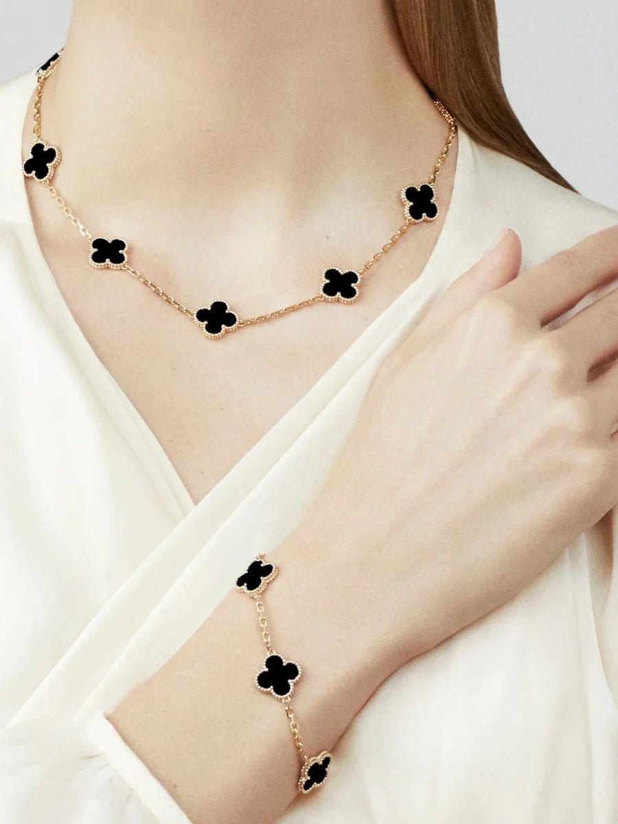 Conjunto Radiant Colar Pulseira e Brinco Alhambra Lenogue Preto
