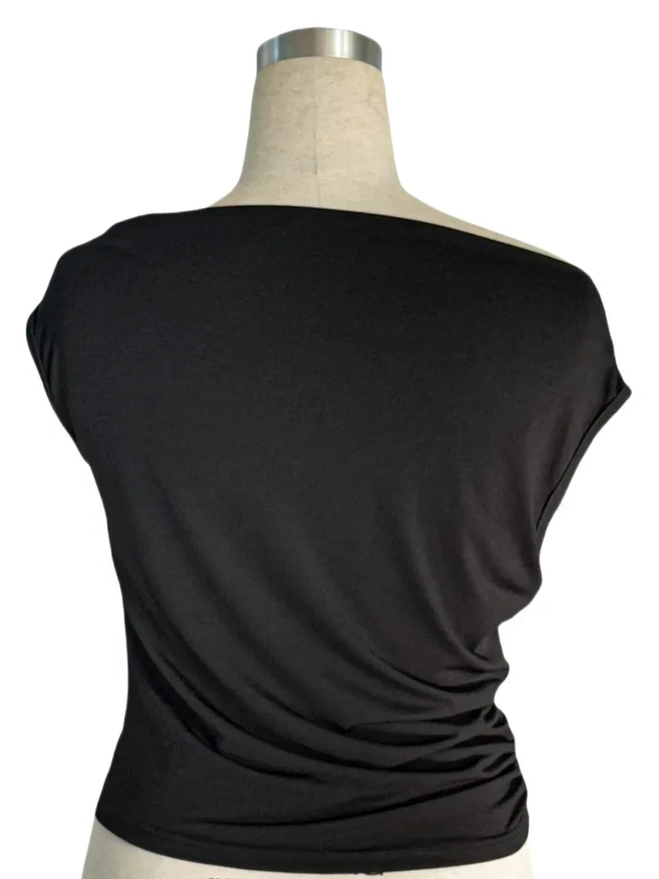 Cropped Assimétrico sem Mangas com Franzido Modelagem Slim Lenogue