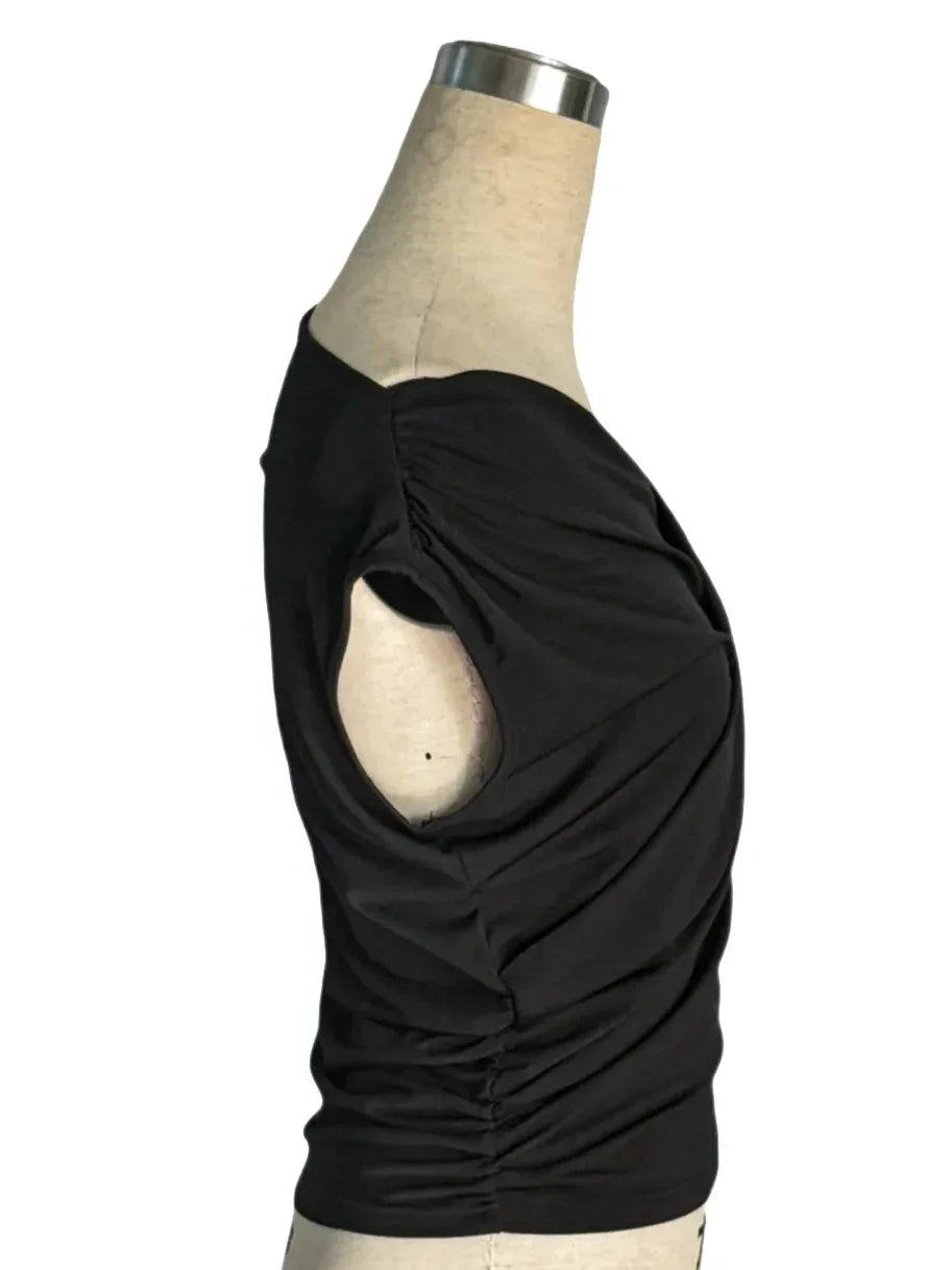 Cropped Assimétrico sem Mangas com Franzido Modelagem Slim Lenogue