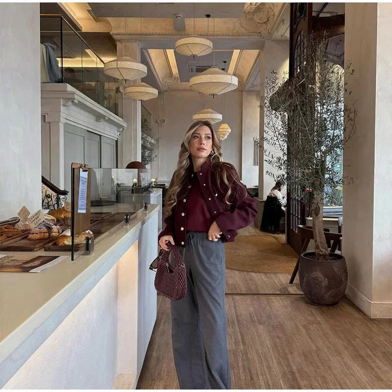 Jaqueta Bomber em Tweed para Escritório e Eventos Lenogue