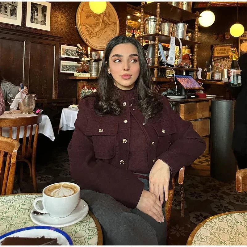 Jaqueta Bomber em Tweed para Escritório e Eventos Lenogue