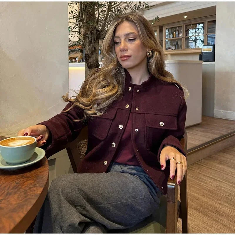 Jaqueta Bomber em Tweed para Escritório e Eventos Lenogue