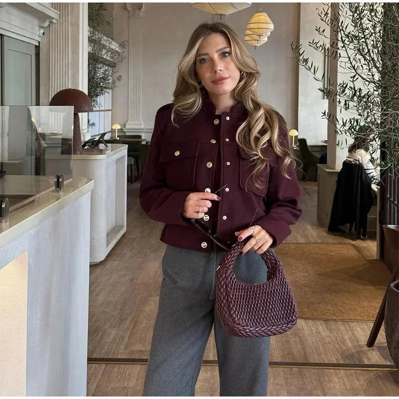 Jaqueta Bomber em Tweed para Escritório e Eventos Lenogue