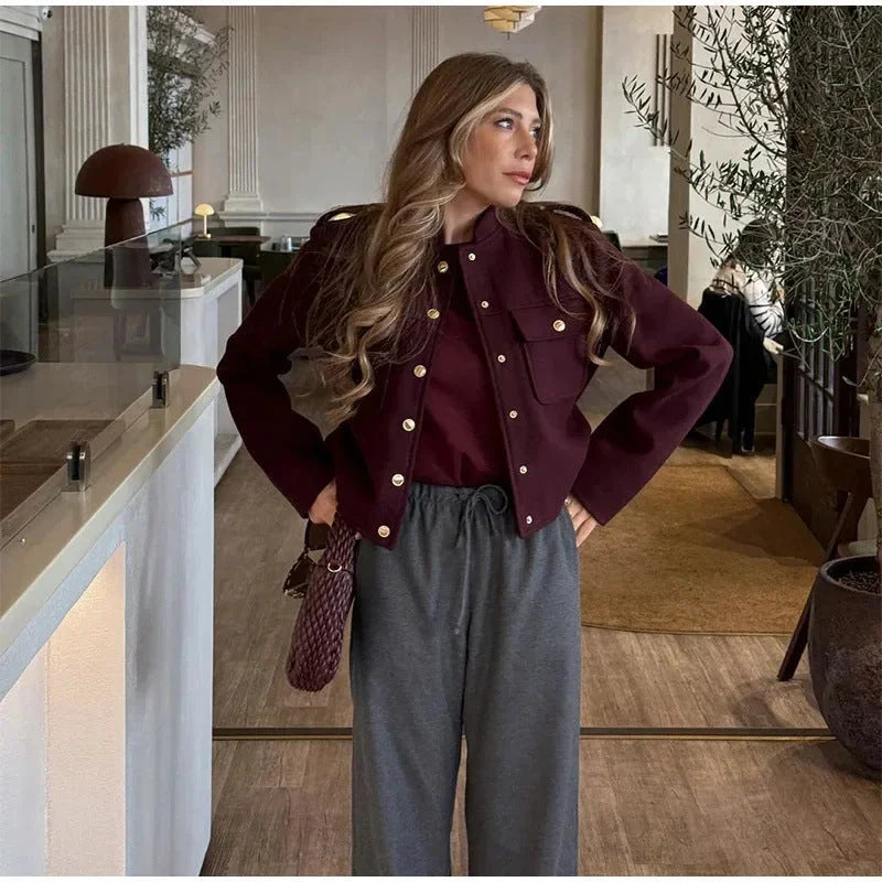 Jaqueta Bomber em Tweed para Escritório e Eventos Lenogue