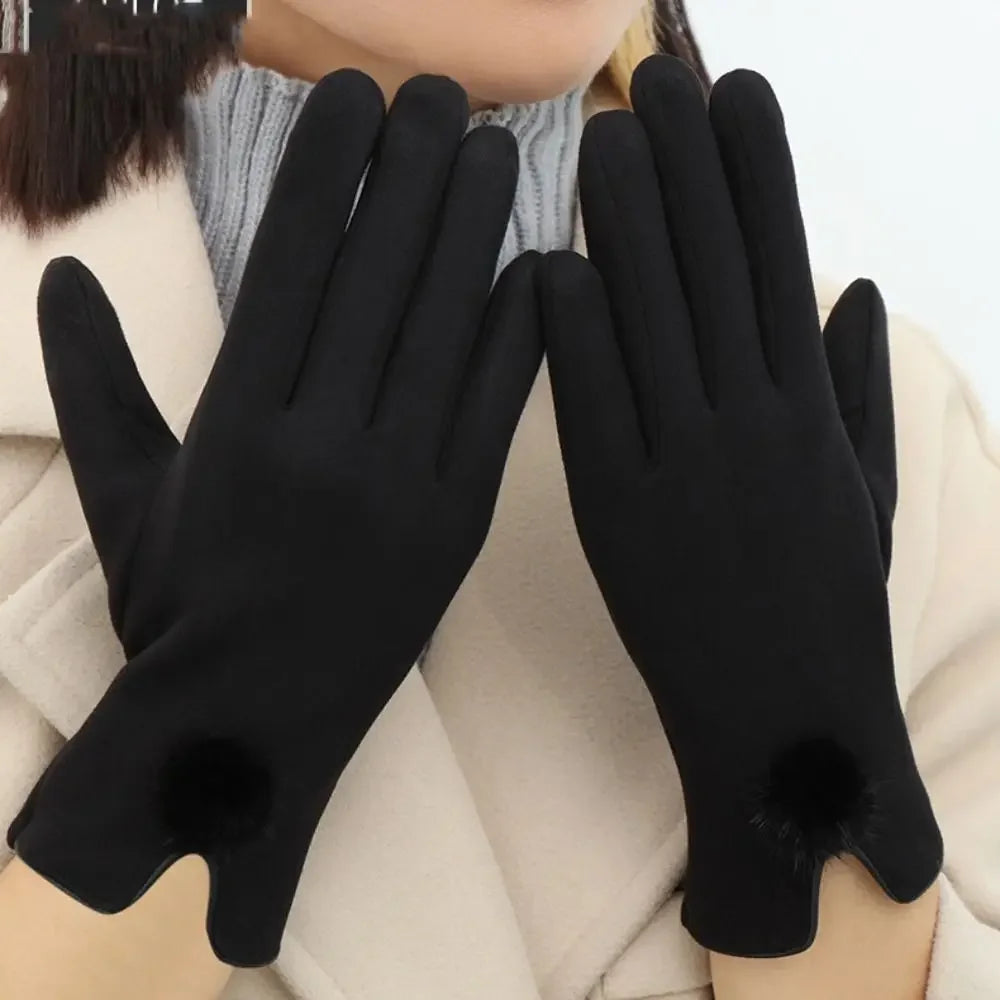 Luvas de Couro Sintético com Suede e Touch Screen Chic Lenogue