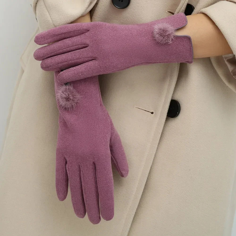 Luvas de Couro Sintético com Suede e Touch Screen Chic Lenogue Rosa