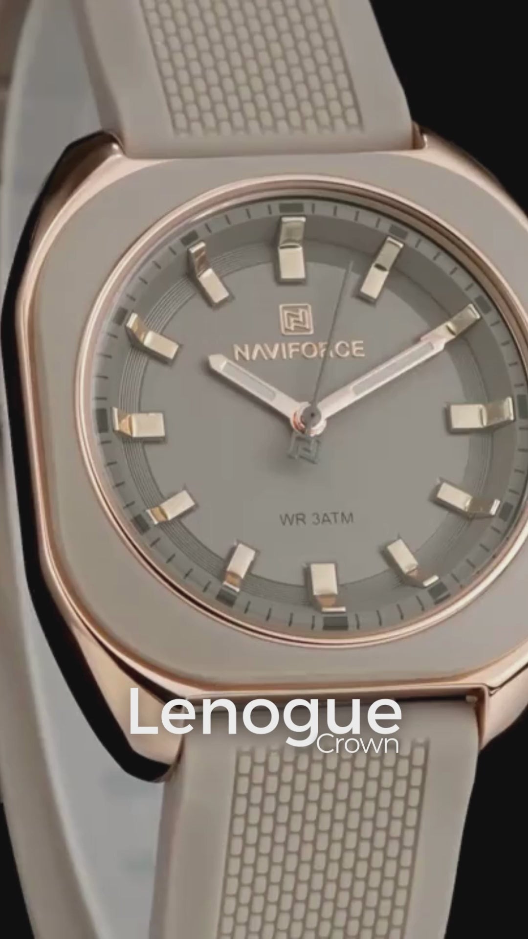 Relógio Feminino Quartzo Pulseira de Silicone e Vidro Mineral Lenogue