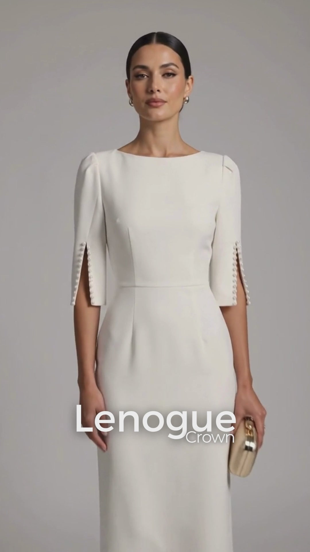 Vestido Midi com Aplicações de Miçangas Slim Soirée Lenogue