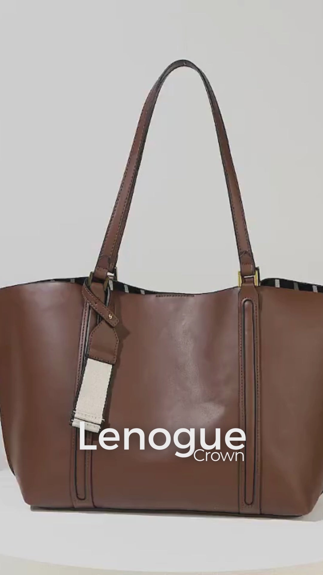 Bolsa Tote de Couro Sintético Minimalista com Alça Chic Lenogue