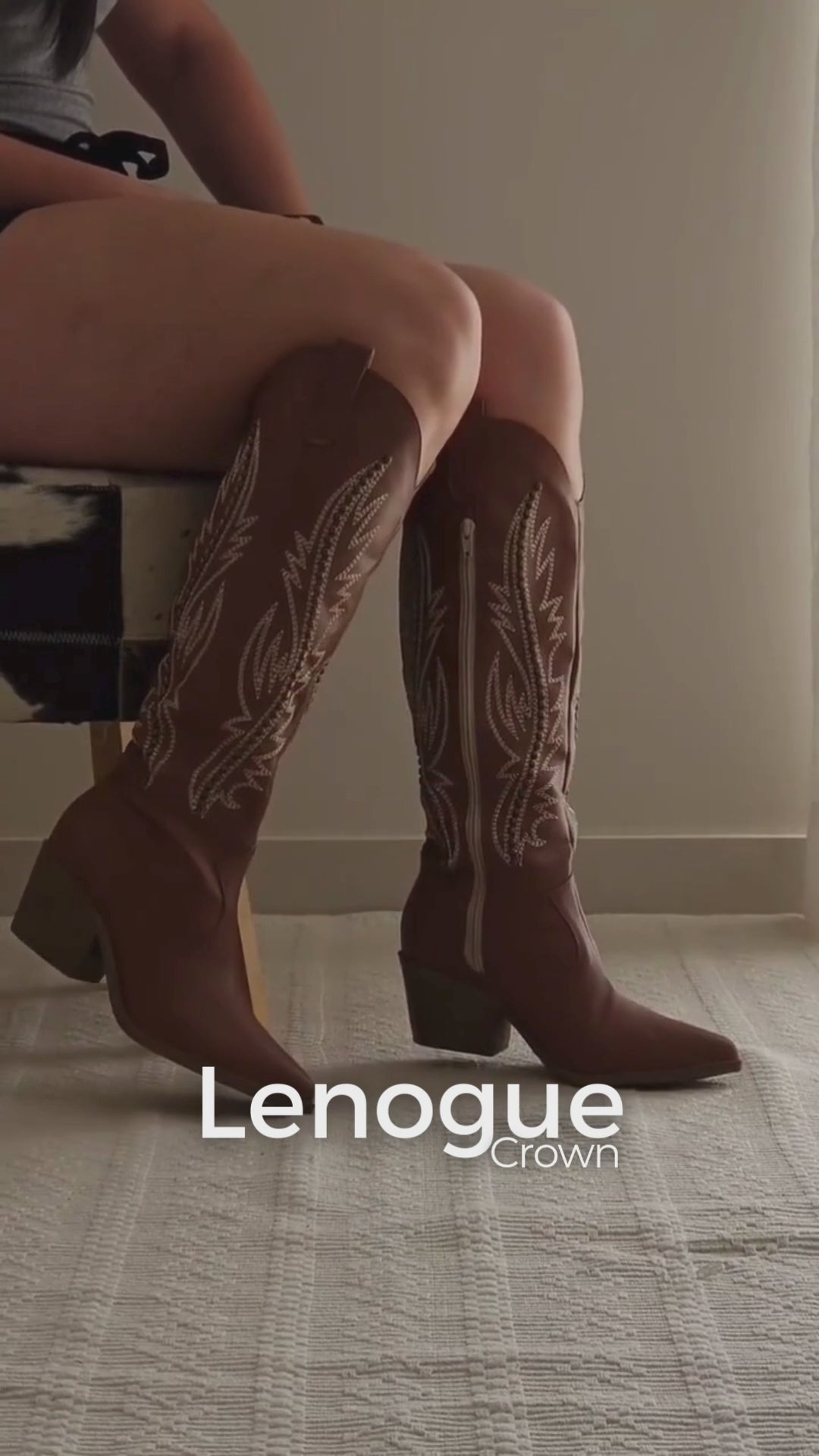 Bota Feminina Texana Cano Alto Caramelo Lenogue