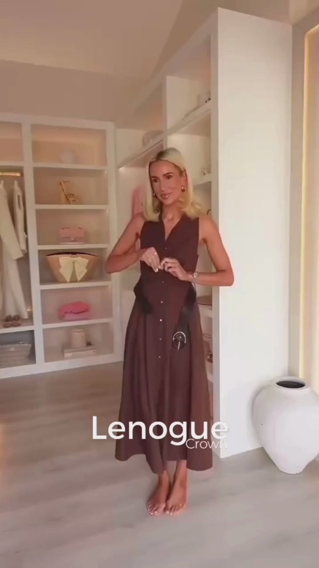 Vestido Evasê com Cinto e Botões para Eventos Casuais Lenogue