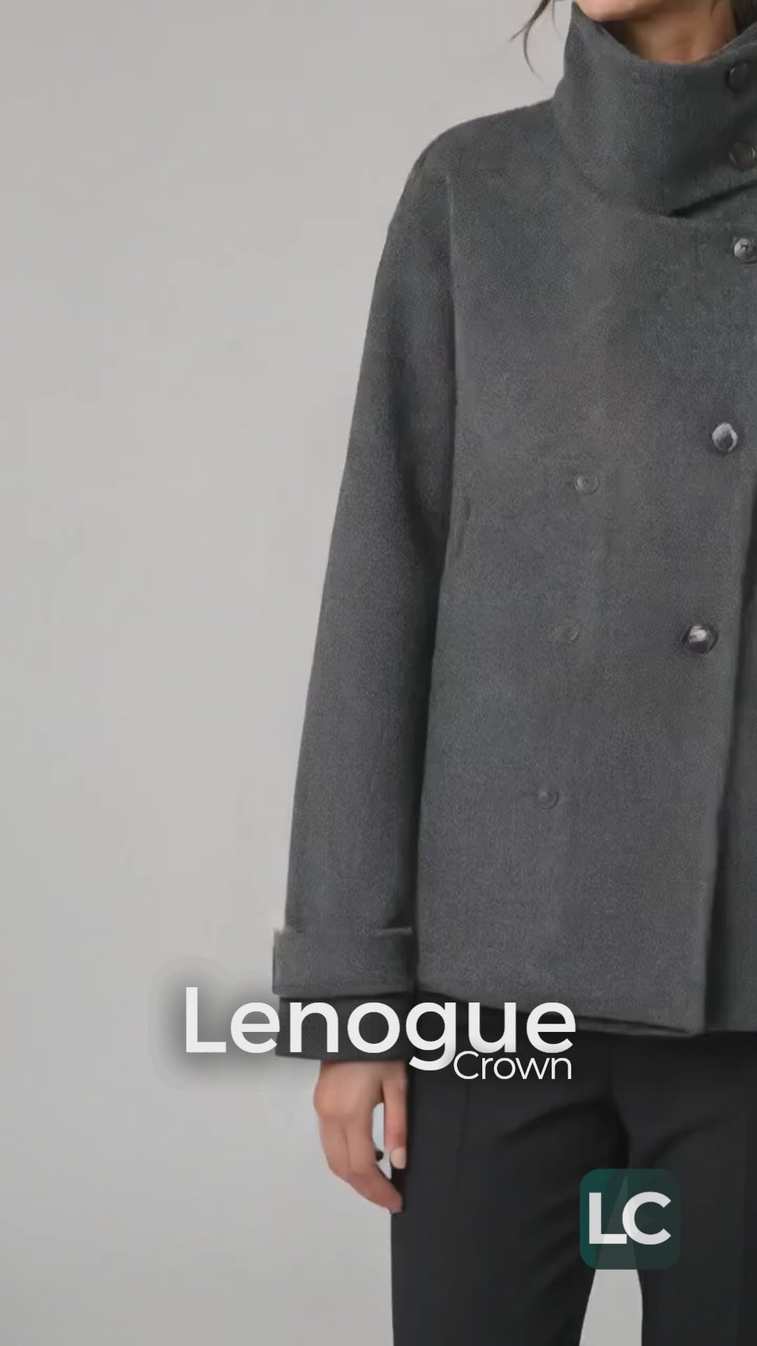 Jaqueta de Lã Gola Alta com Botões Manga Longa Chic Lenogue