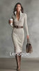 Vestido Midi Tricot Gola Alta com Cinto Ajustável Lenogue