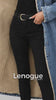 Casaco Longo Jeans Open Front com Pelúcia Interna Chic Lenogue