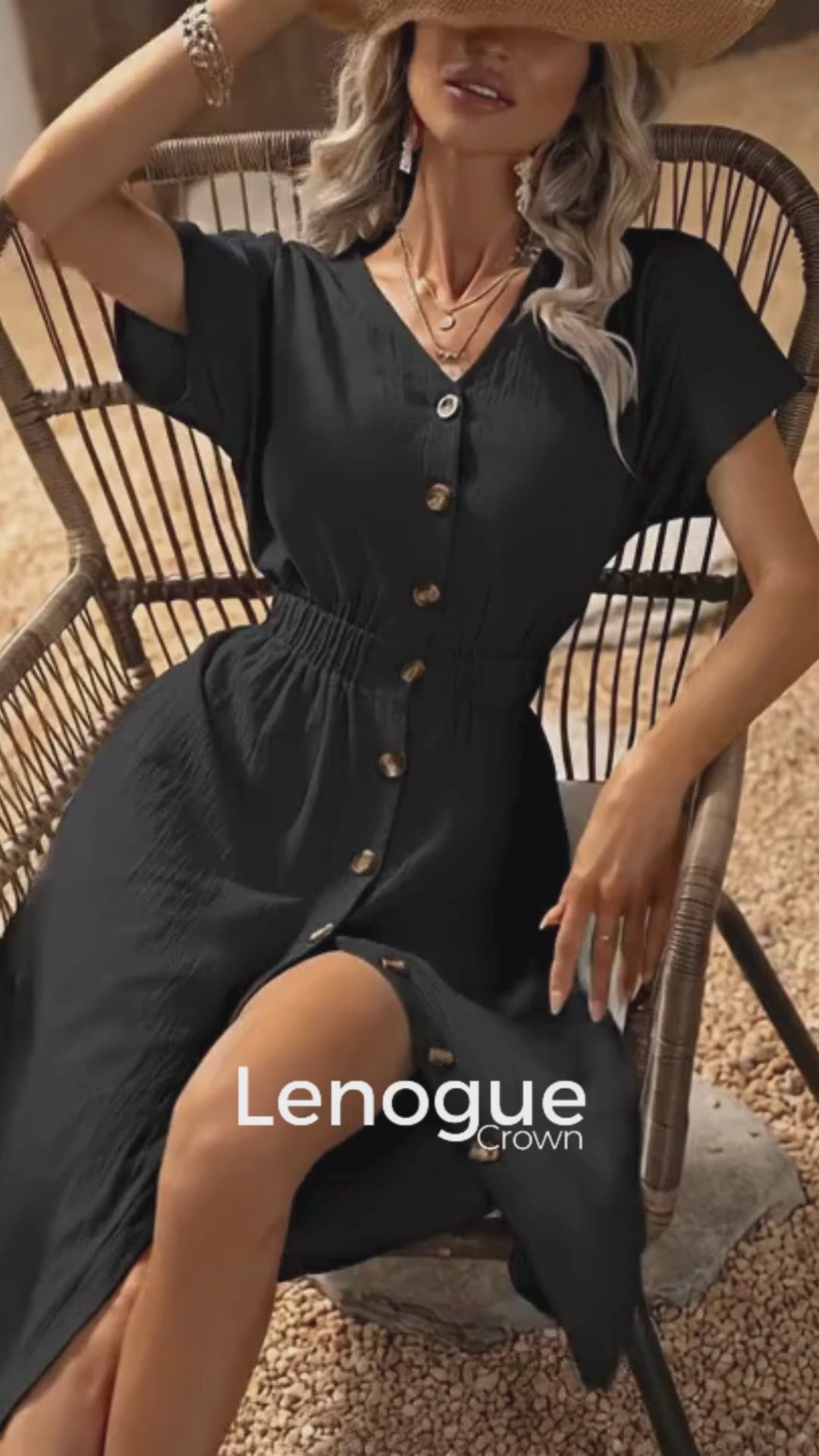 Vestido Evasê Vintage com Botões para Eventos Casuais Lenogue