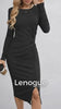 Vestido Midi de Gola Redonda com Nó e Fenda Lenogue