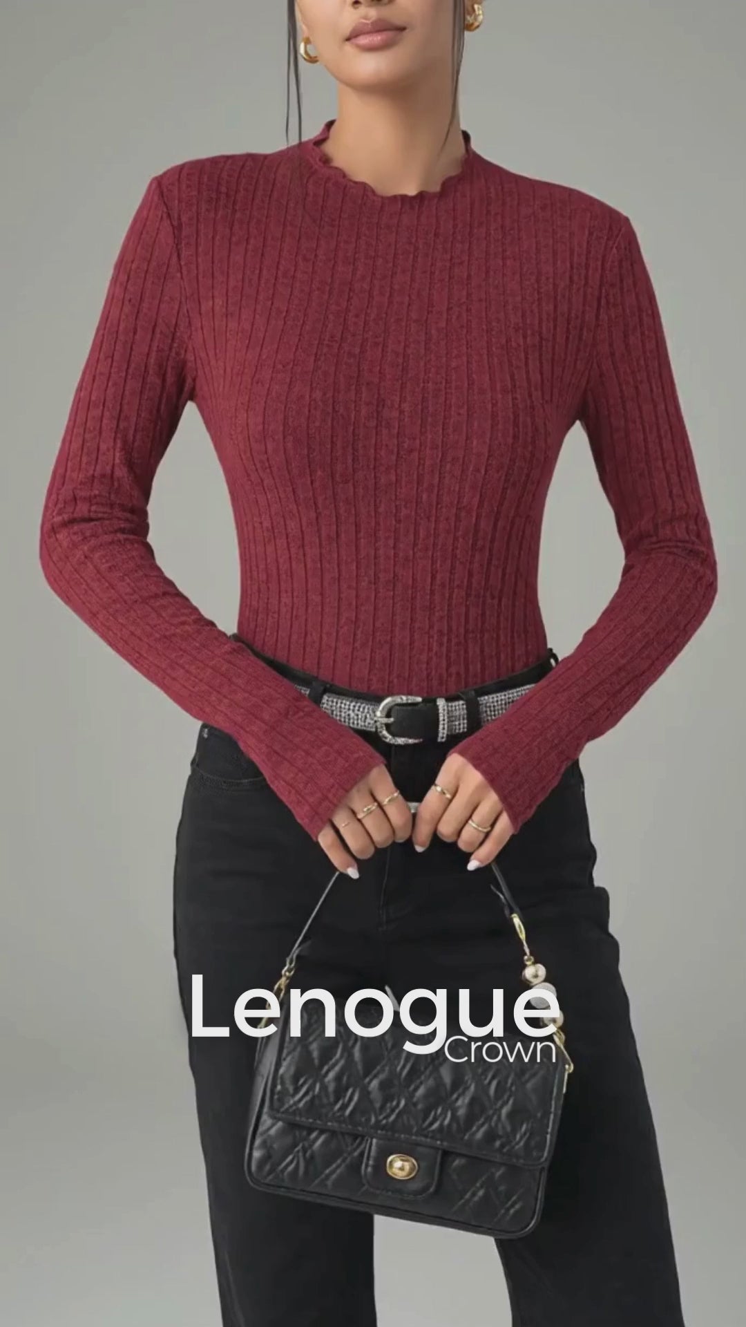 Blusa de Malha Gola Redonda Manga Longa Lenogue