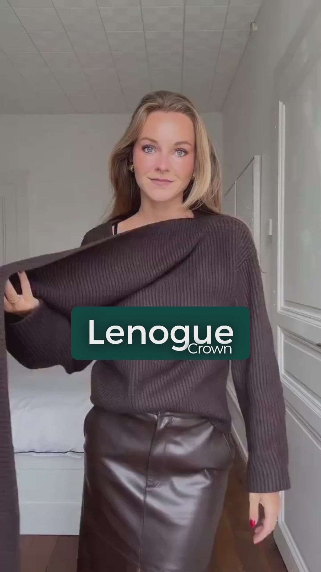 Suéter de Tricot Gola Cachecol com Manga Longa Solto Couture Lenogue