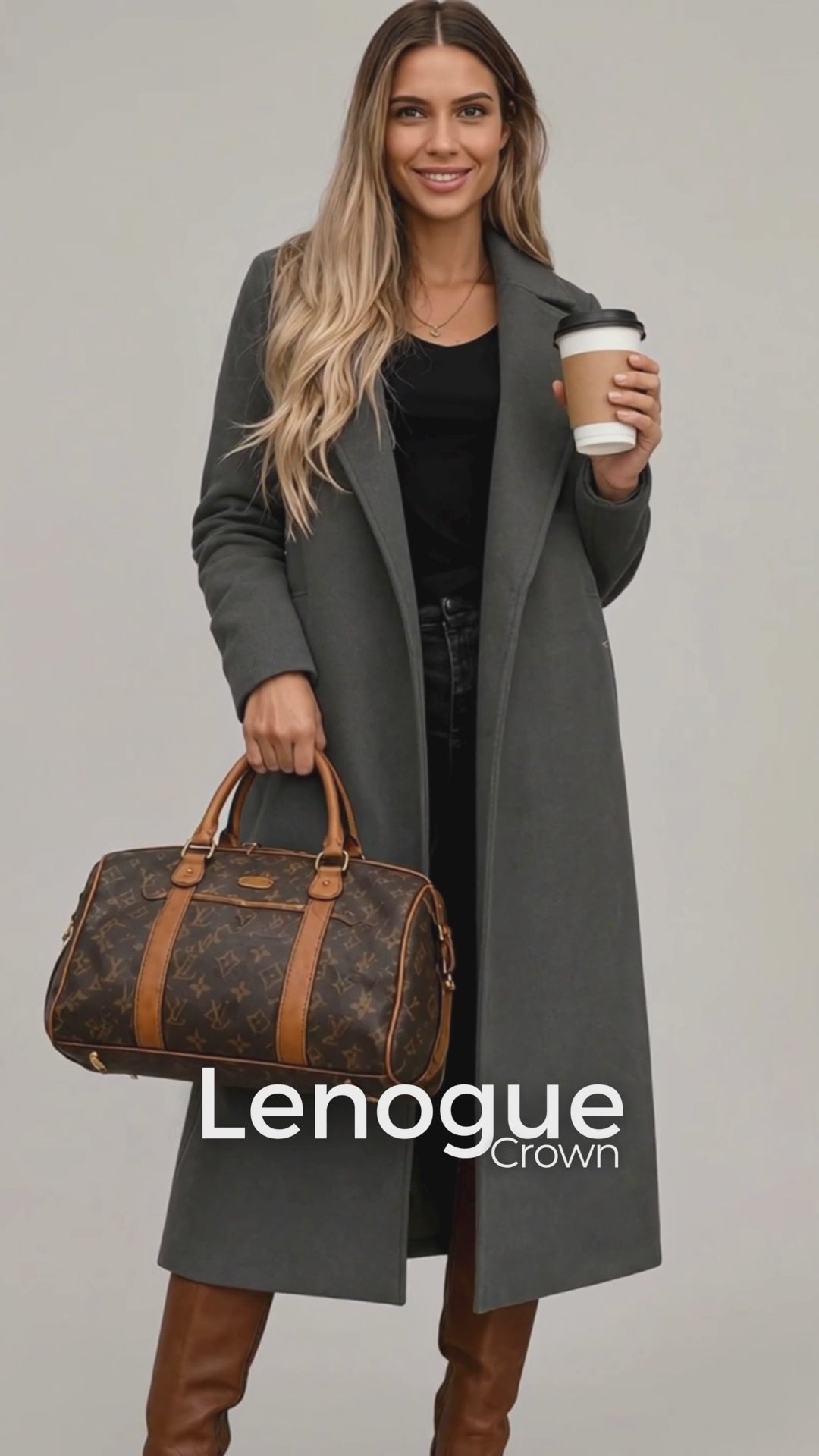 Casaco Longo de Lã Open Front com Cinto e Bolsos Chic Lenogue