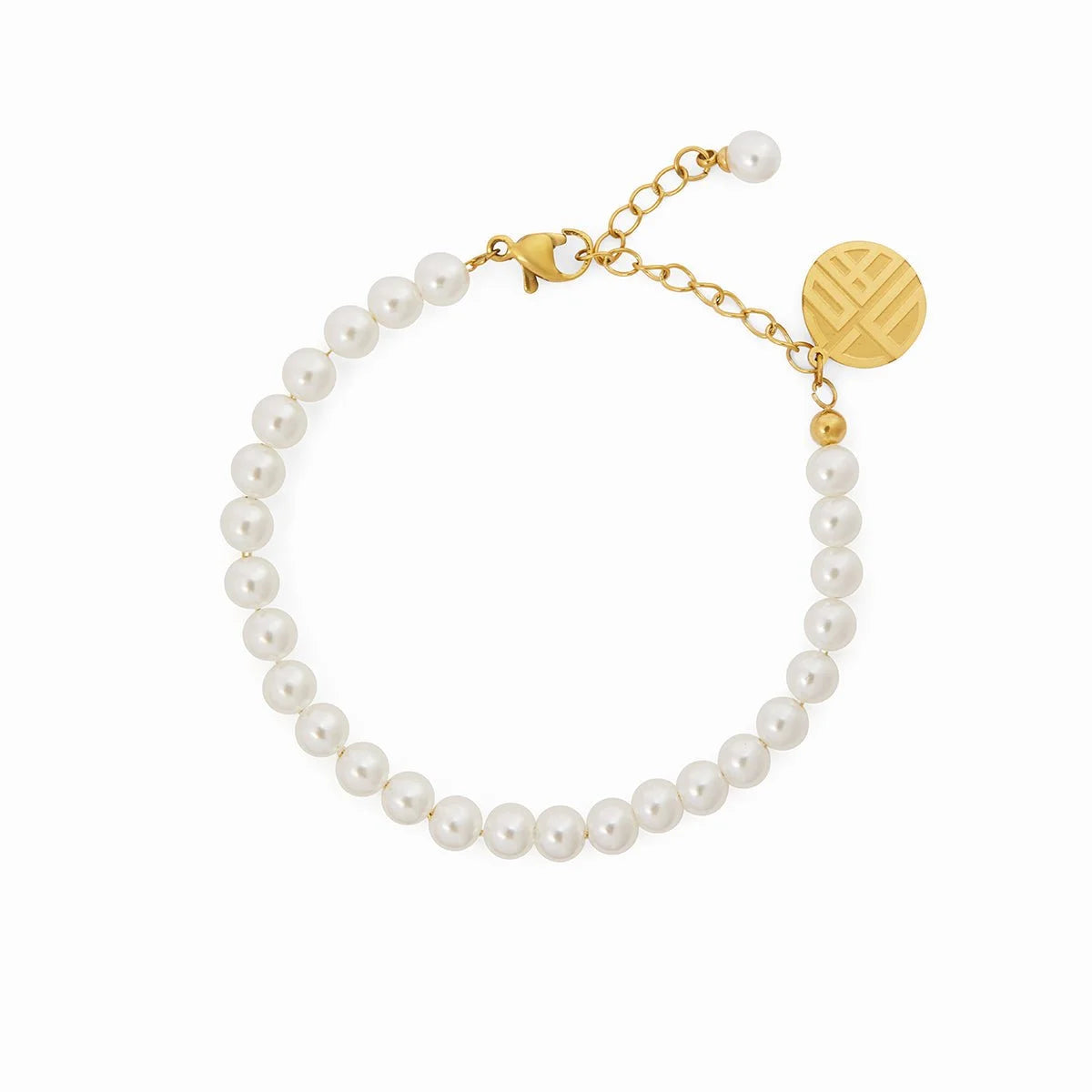 Pulseira Divine de Pérolas Charm Banhada em Ouro 18k Lenogue 18cm